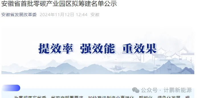 速看(kàn)！安徽省首批零碳産業(yè)園區(qū)拟籌建名單亮(liàng)相(xiàng)，引領低(dī)碳新潮流